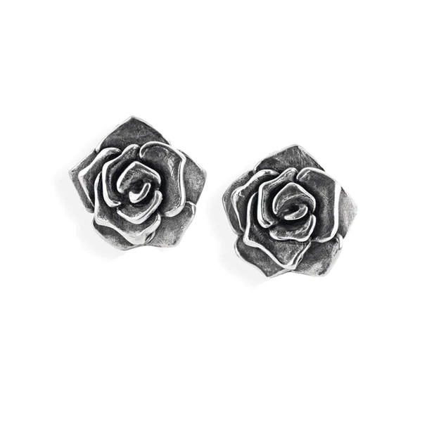 Drachenfels Rose of Antoine grosse Rosen Clipohrstecker aus 925 Silber im Vintagelook Länge: 1.8cm Breite: 1.8cm