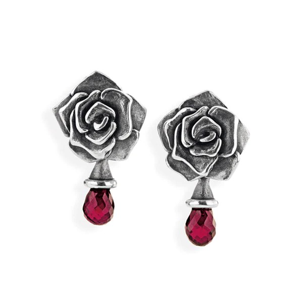 Drachenfels Rose of Antoine grande pince pour clip-oreille rose en argent 925 avec un look vintage et un bulbe rhodolite Longueur : 3,0 cm Largeur : 1,8 cm