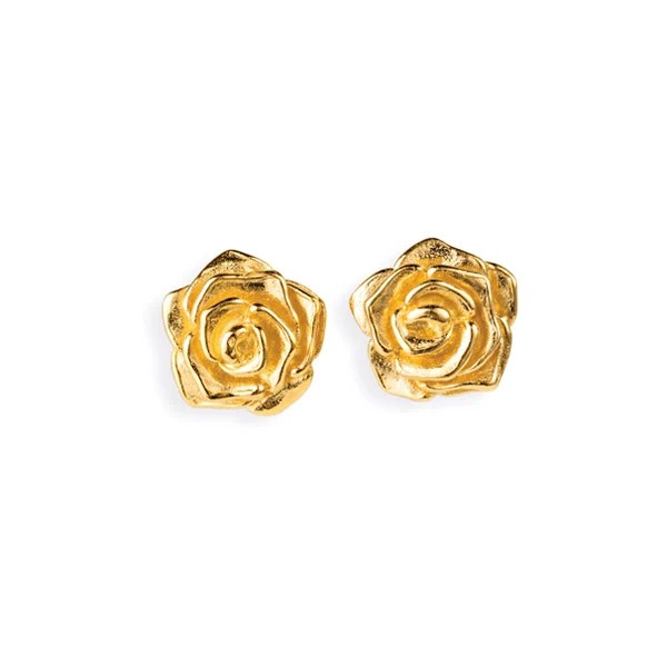 Drachenfels Rose of Antoine small rose earrings made of 925 silver gold plated Length: 1.3cm Width: 1.3cm