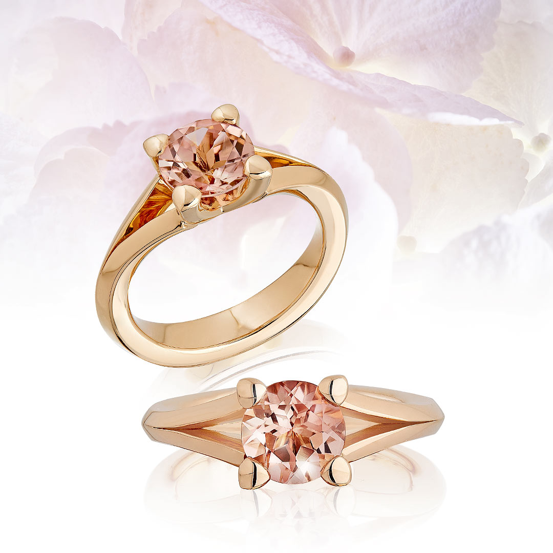 Ring in Roségold mit lachsfarbenem Turmalin, Messerer Juwelier Zürich