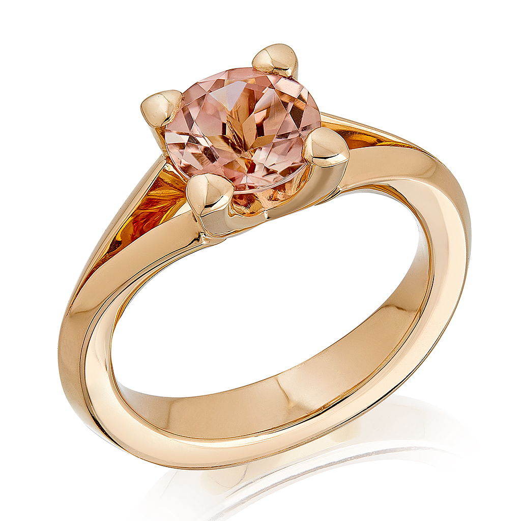 Ring in Roségold mit lachsfarbenem Turmalin, Messerer Juwelier Zürich