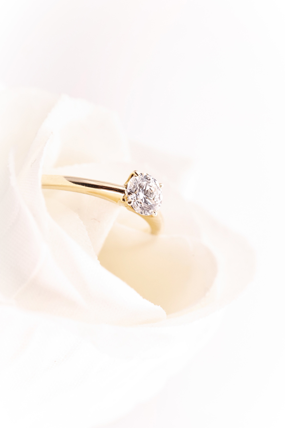 AURONOS Lab Diamonds Solitaire Ring 14K Or jaune 0.5ct VS F 