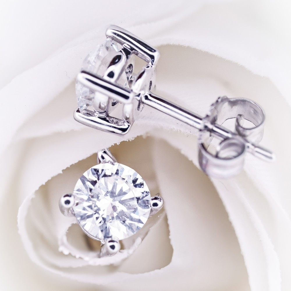 AURONOS Lab Diamonds Boucles d'oreilles en or blanc 14 carats 1.5ct VS F