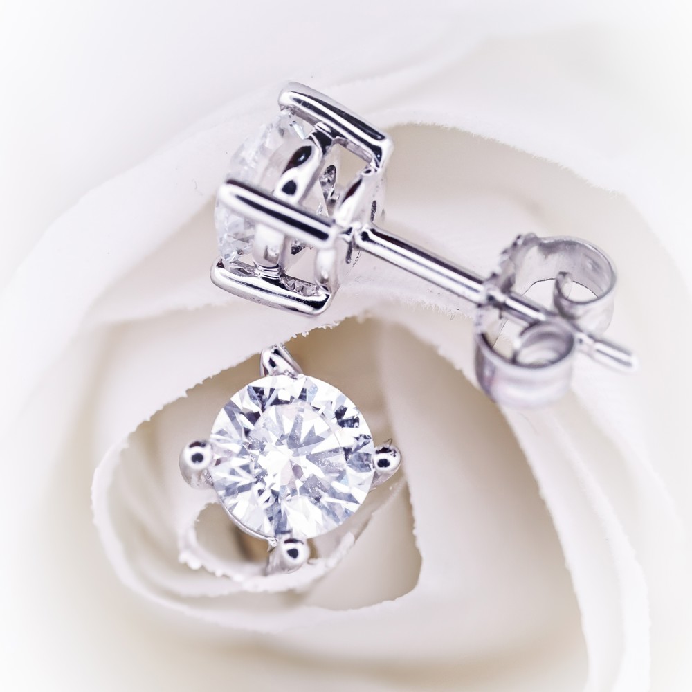 AURONOS Lab Diamonds Boucles d'oreilles en or blanc 14 carats 1.0ct VS F