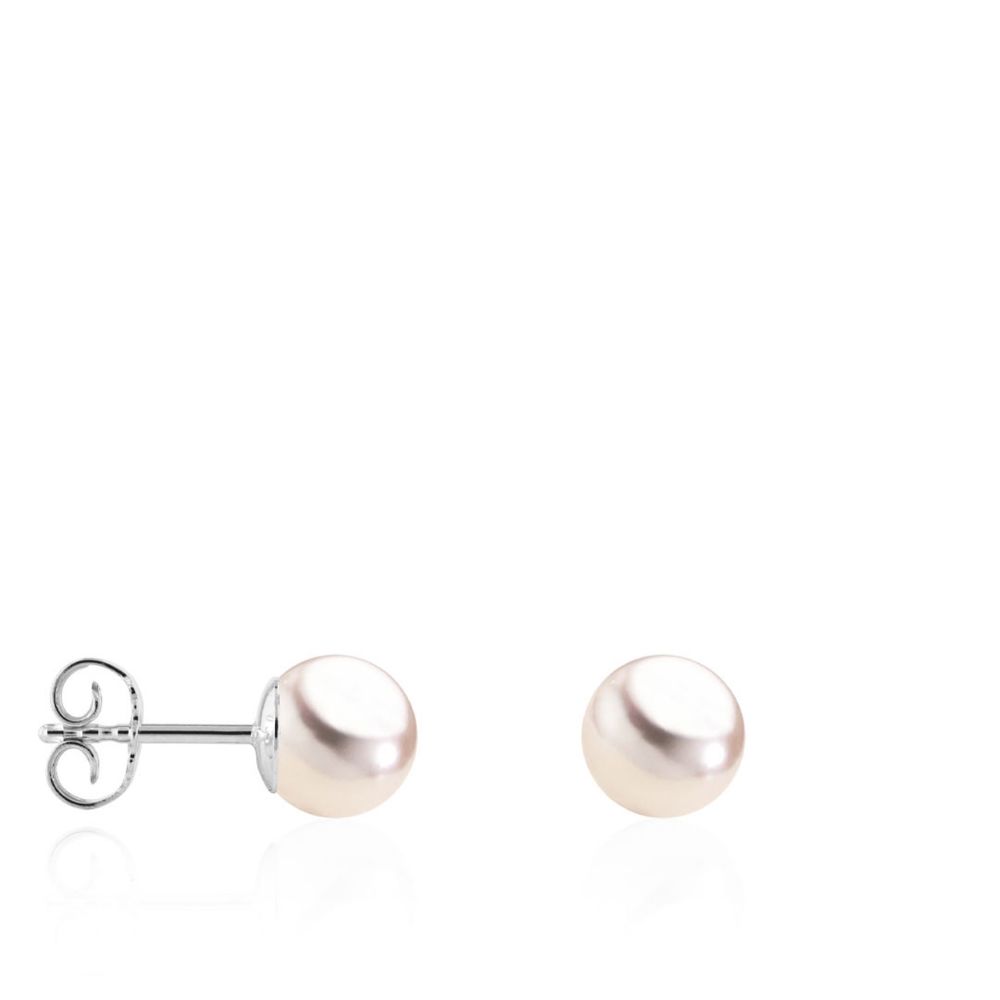 Boucles d'oreilles AURONOS en or blanc 18 carats Perles d'Akoya 7.0-7.5mm