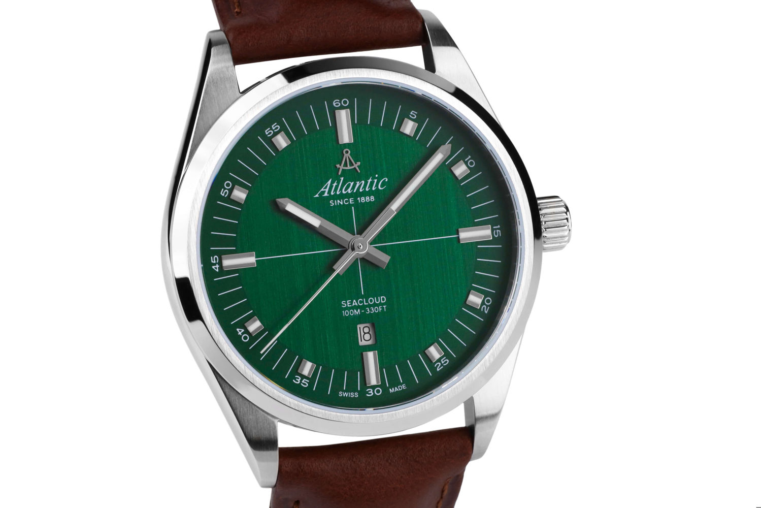 Atlantic Seacloud stainless steel green & leather