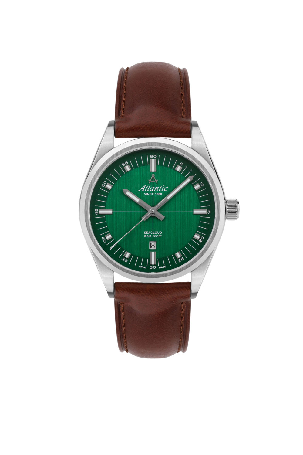 Atlantic Seacloud stainless steel green & leather