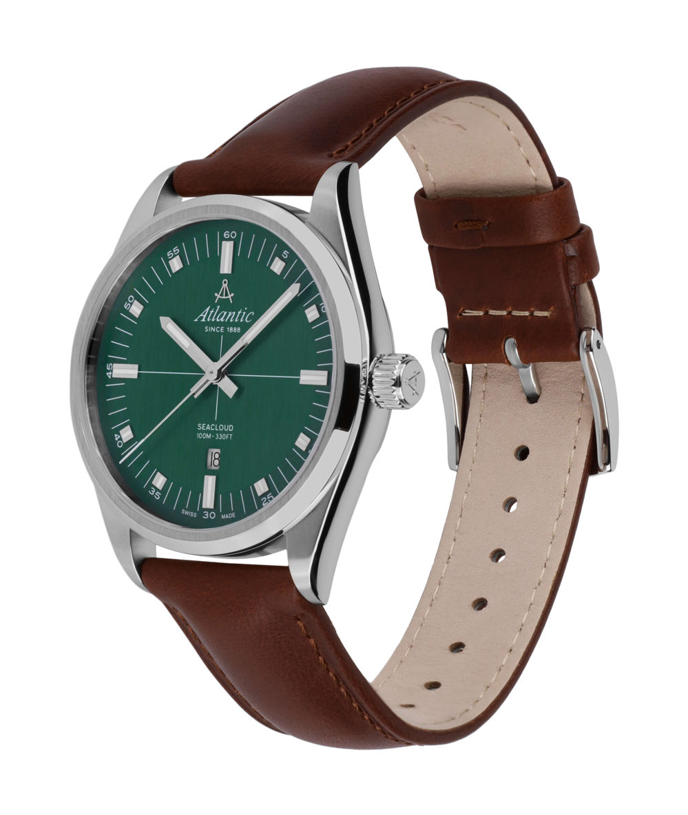 Atlantic Seacloud stainless steel green & leather