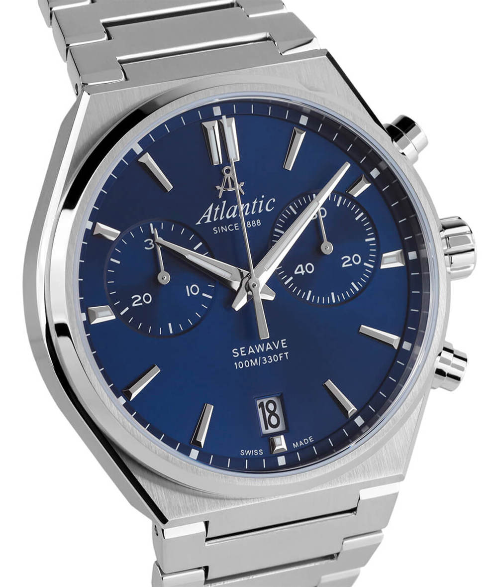 Atlantic Seawave Chrono acier inoxydable bleu