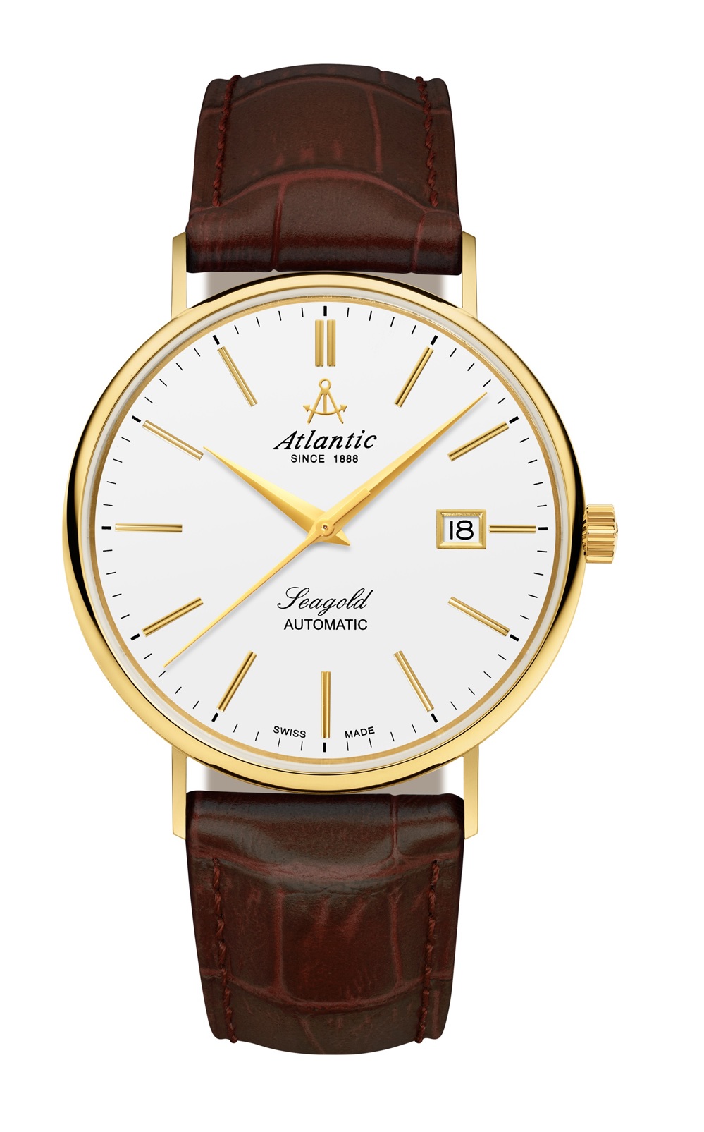 Atlantic Seagold Automatic 14K Gelbgold mit Lederarmband