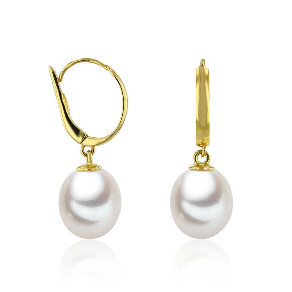 AURONOS pearl earrings in 14K yellow gold with freshwater pearls 9-9.5mm 