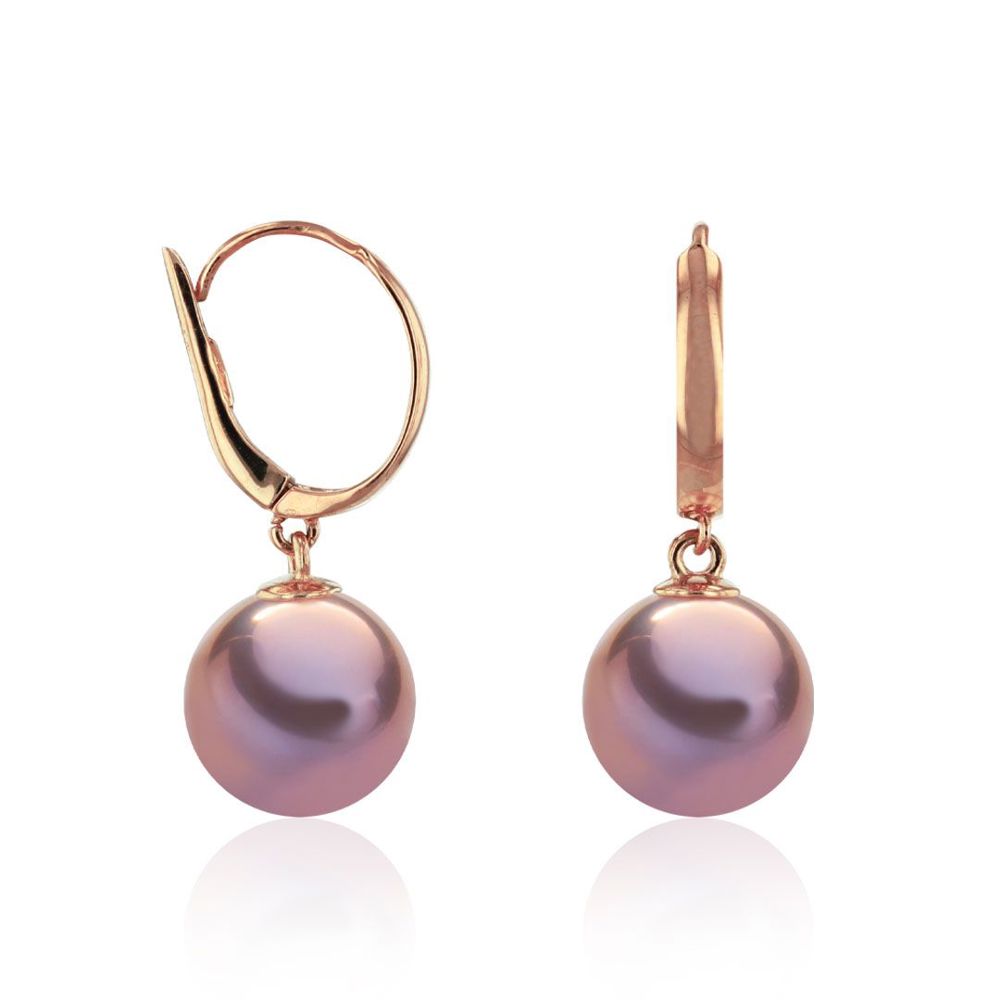 AURONOS pearl earrings in 14K rose gold with Ming pearls 10-11mm 