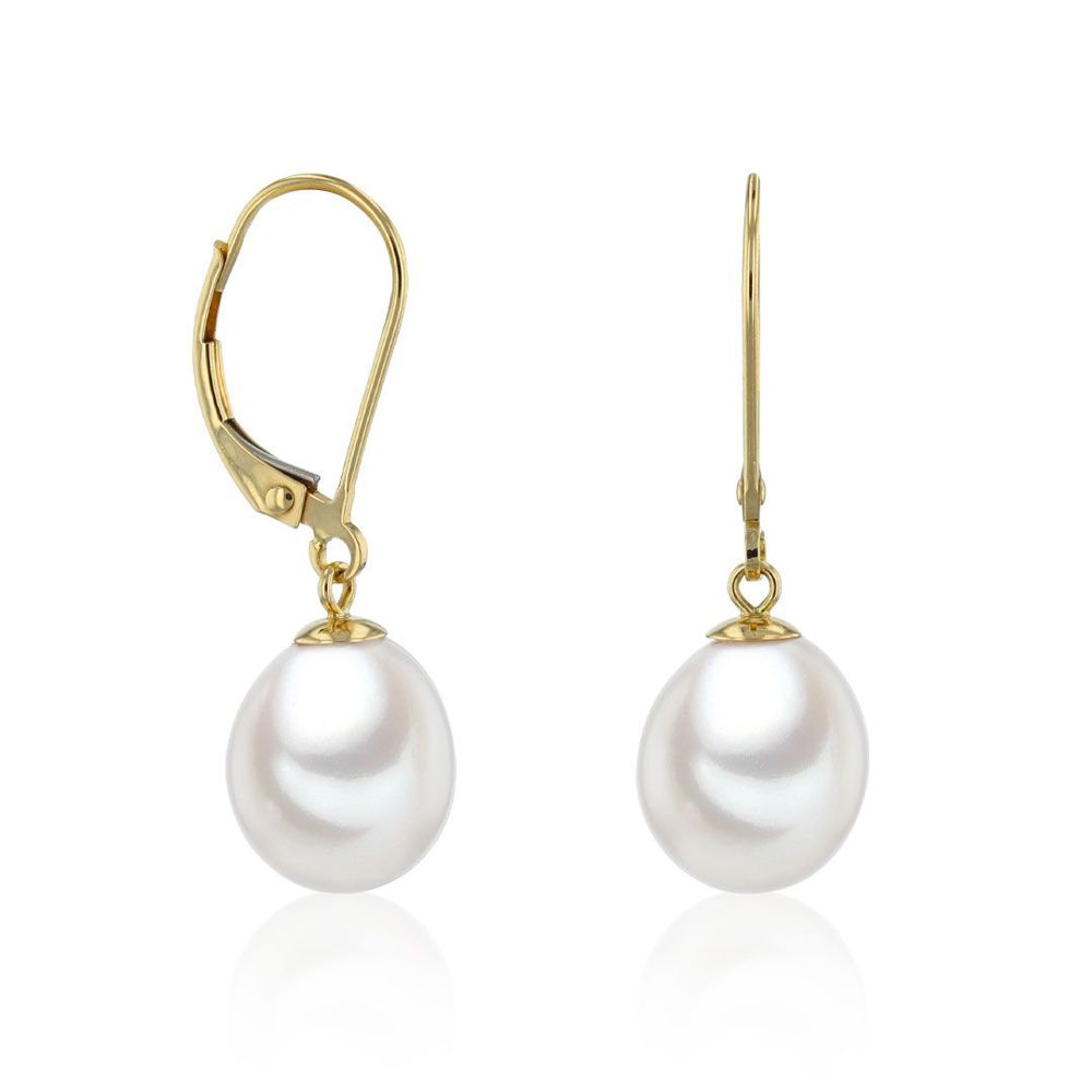 AURONOS pearl earrings in 14K yellow gold with freshwater pearls 9.5-10mm 