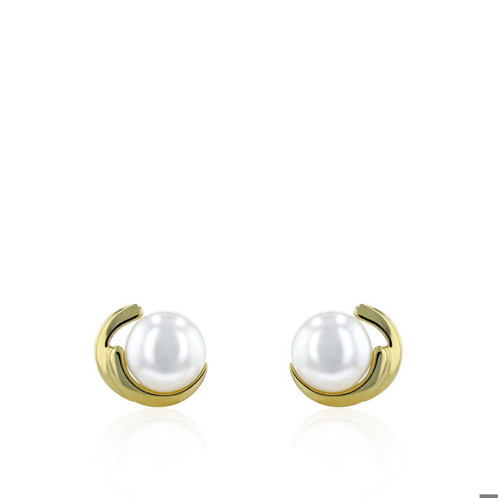 AURONOS pearl stud earrings in 14K yellow gold with freshwater pearls 6.5-7mm 