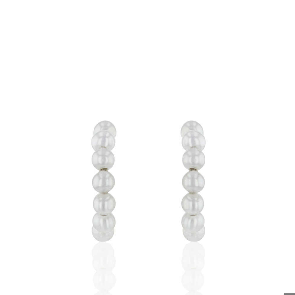 AURONOS pearl hoop earrings in 925 silver with freshwater pearls 4-4.5mm