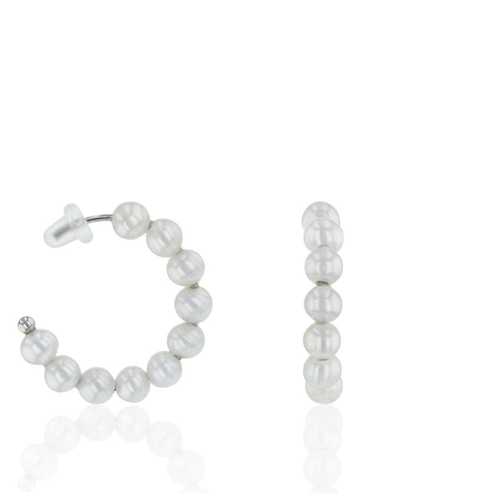 AURONOS pearl hoop earrings in 925 silver with freshwater pearls 4-4.5mm