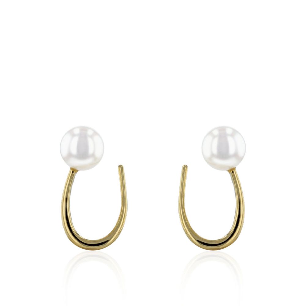 AURONOS pearl earrings in 14K yellow gold with freshwater pearls 6.5-7mm