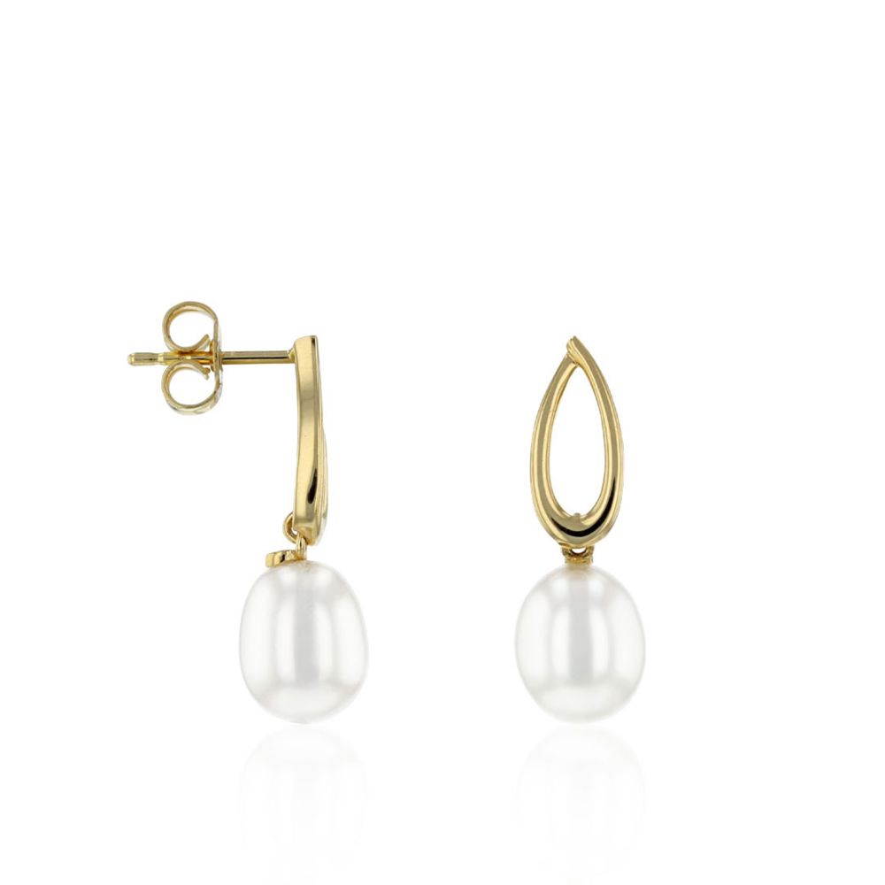 AURONOS pearl earrings in 14K yellow gold with freshwater pearls 7.5-8mm