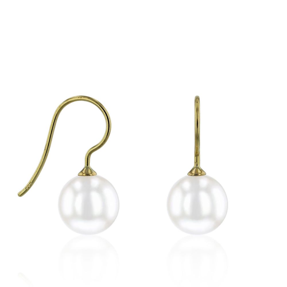 AURONOS Pearl Earrings made of 14K yellow gold with freshwater pearls 8-8.5mm