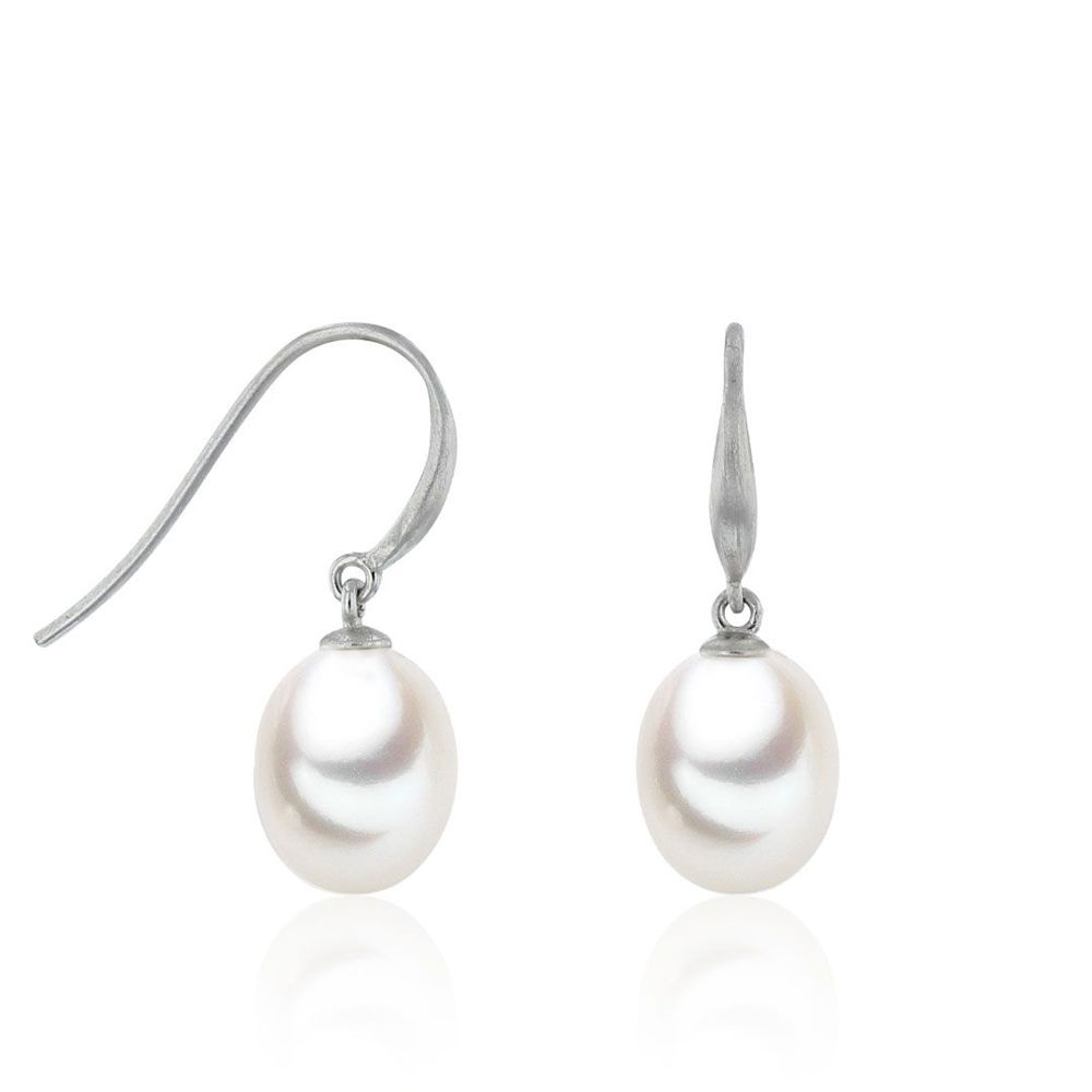 AURONOS pearl earrings made of 925 silver with freshwater pearls 8.5-9mm