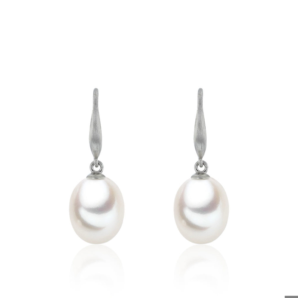 AURONOS pearl earrings made of 925 silver with freshwater pearls 8.5-9mm