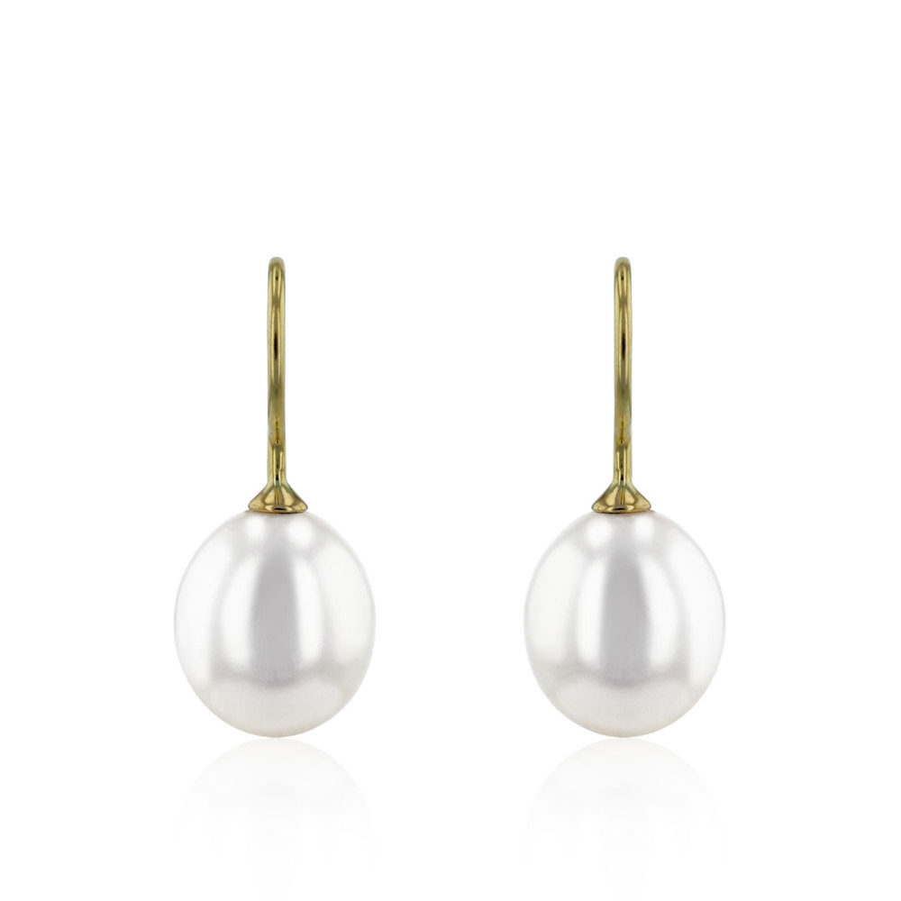 AURONOS Pearl Earrings made of 14K yellow gold with freshwater pearls 8.5-9mm