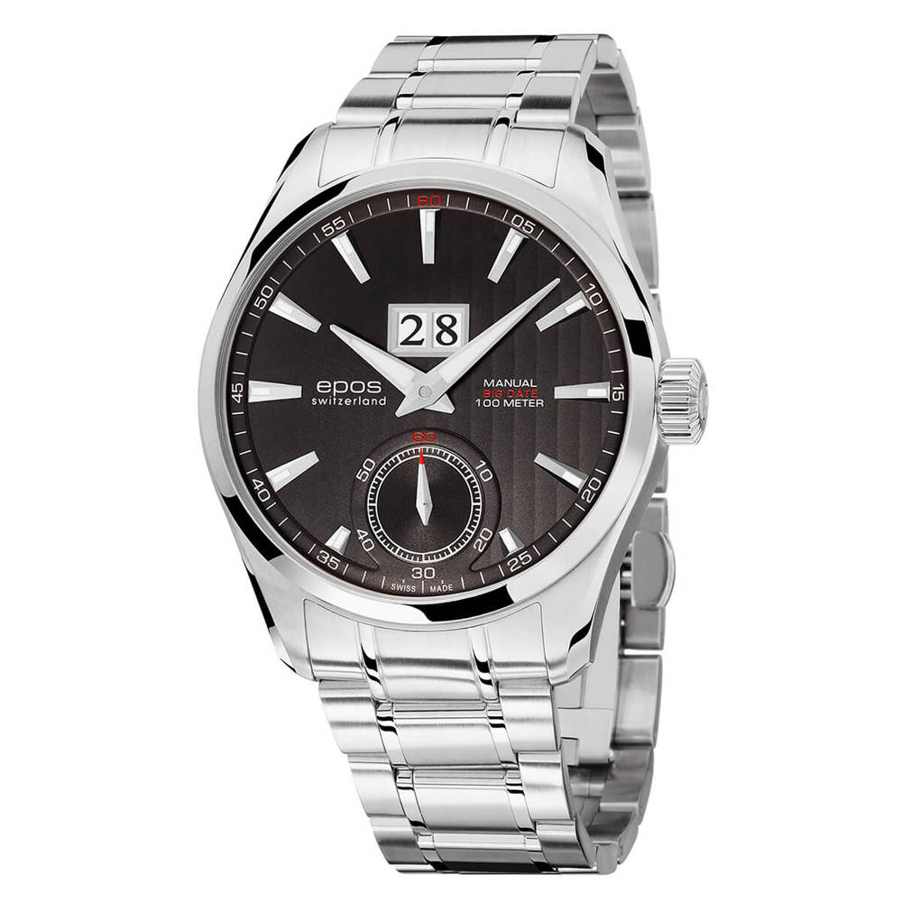 Epos Artistry 3440 Big Date noir avec bracelet en acier inoxydable