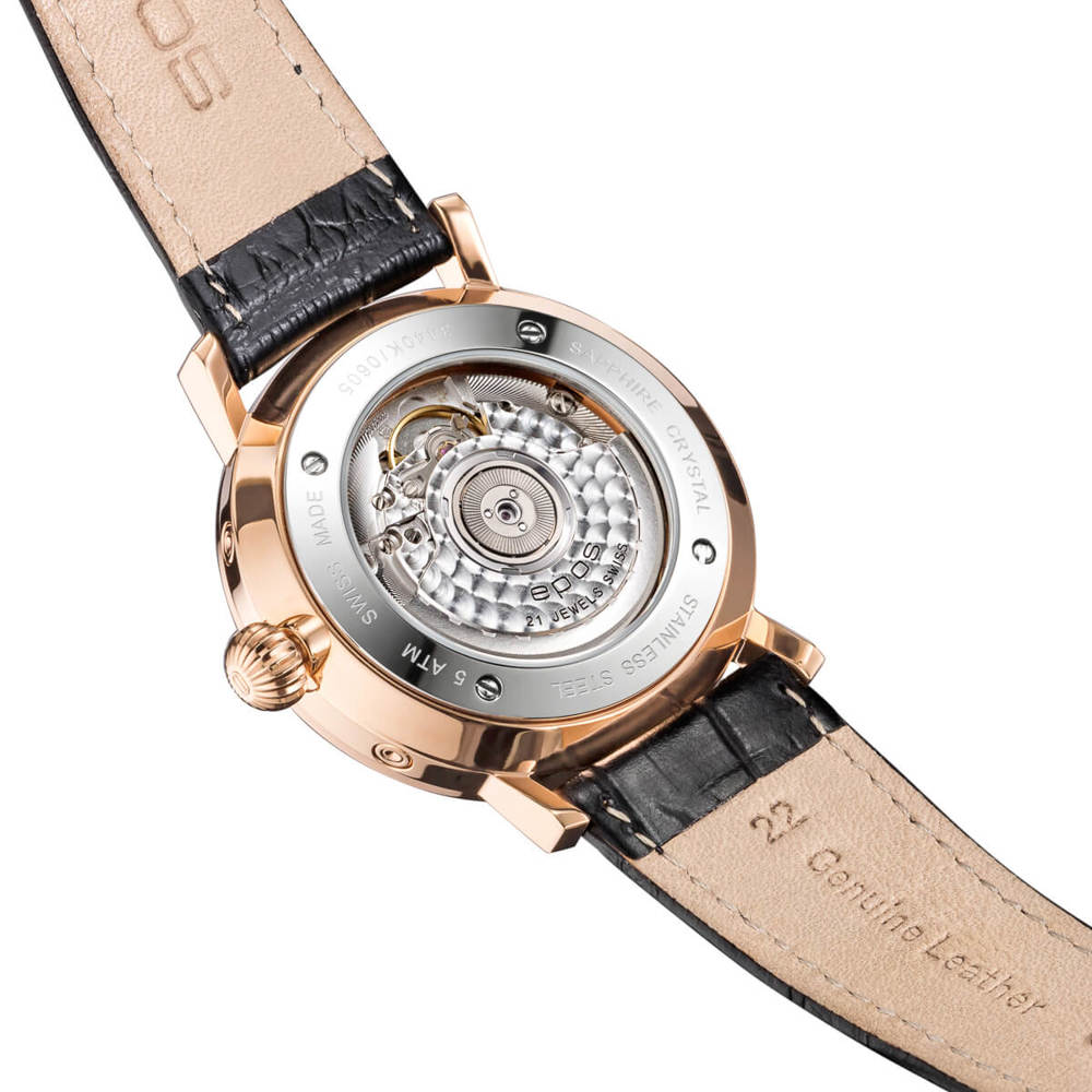 Epos Artistry 3440 Big Moon rose gold blue with leather strap