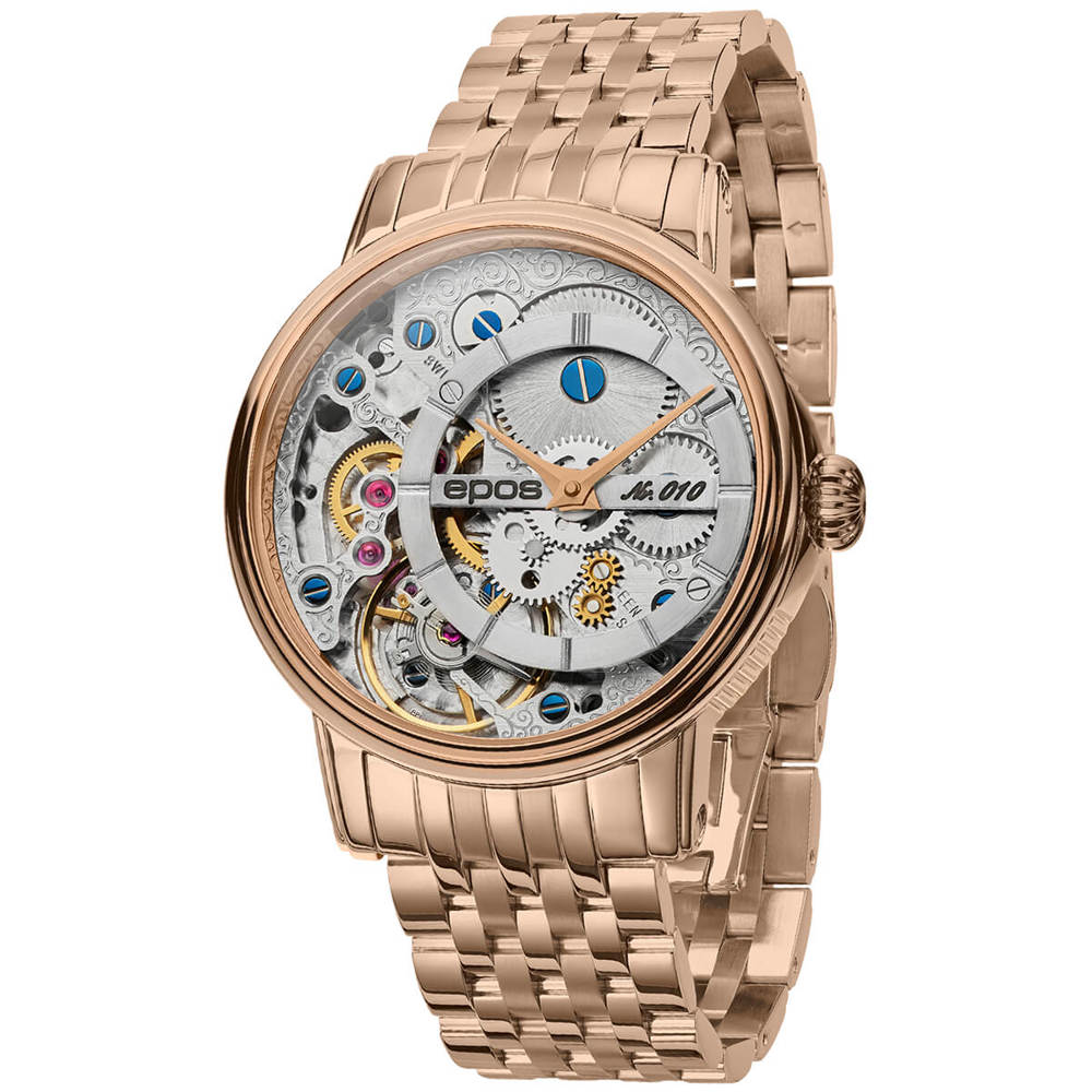 Epos Artistry 3435 Verso 1 Limited Edition Skelettiert Silber Handaufzug Rosévergoldet mit Edelstahlband