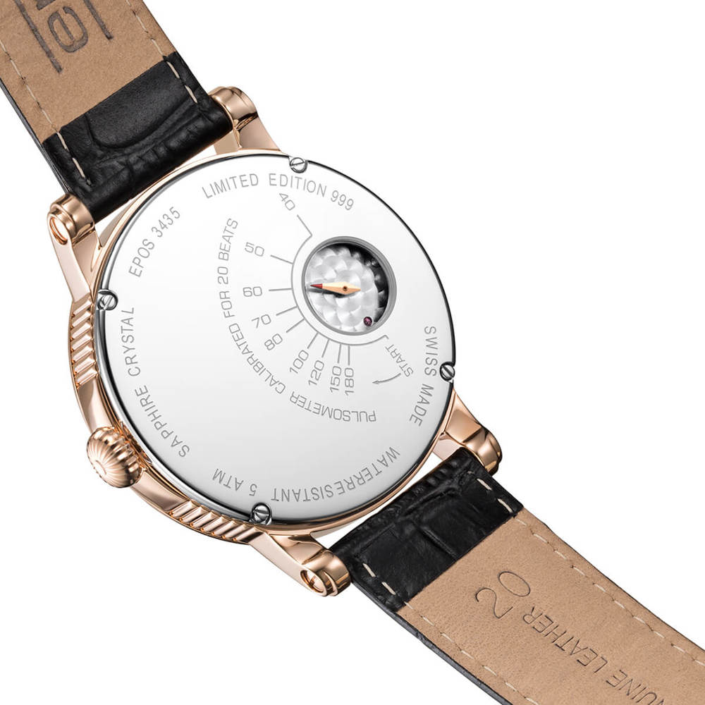 Epos Artistry 3435 Verso 1 Limited Edition Skelettiert Handaufzug Rosévergoldet Schwarz mit Lederband