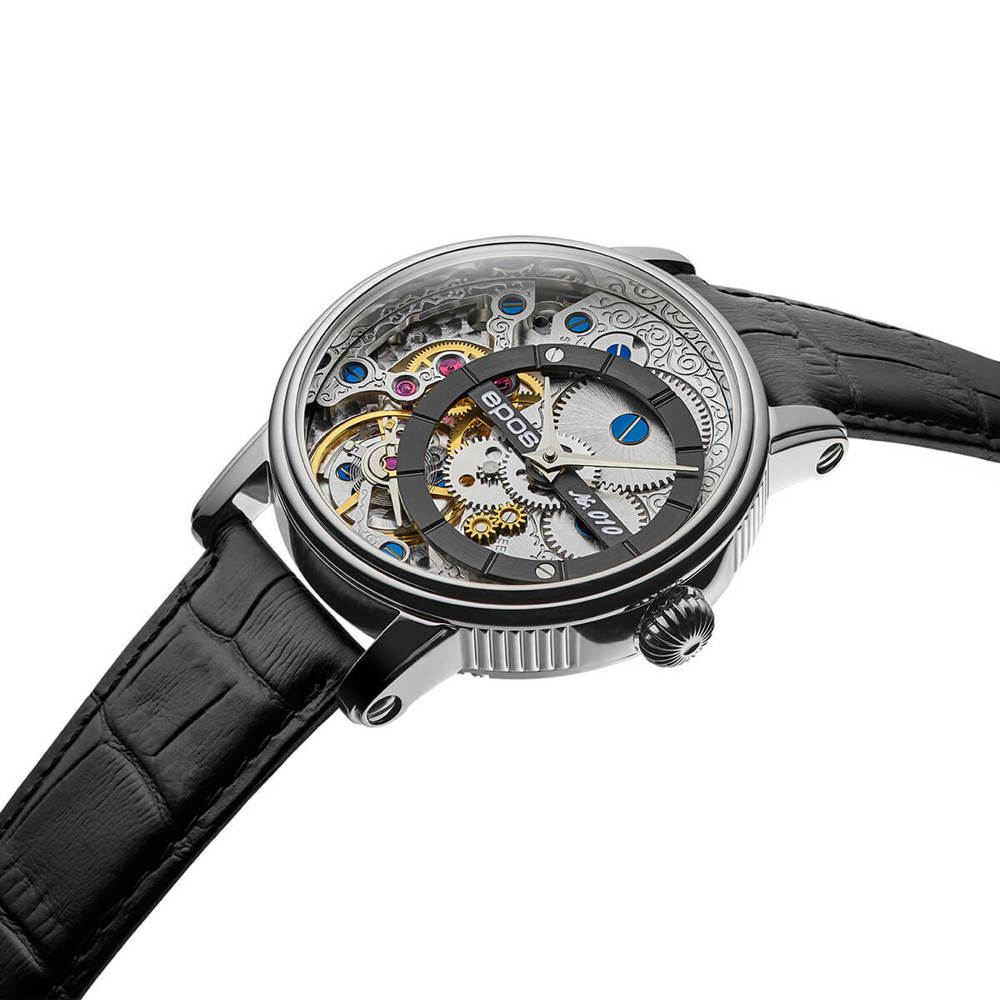 Epos Artistry 3435 Verso 1 Limited Edition Skelettiert Handaufzug Schwarz mit Lederband