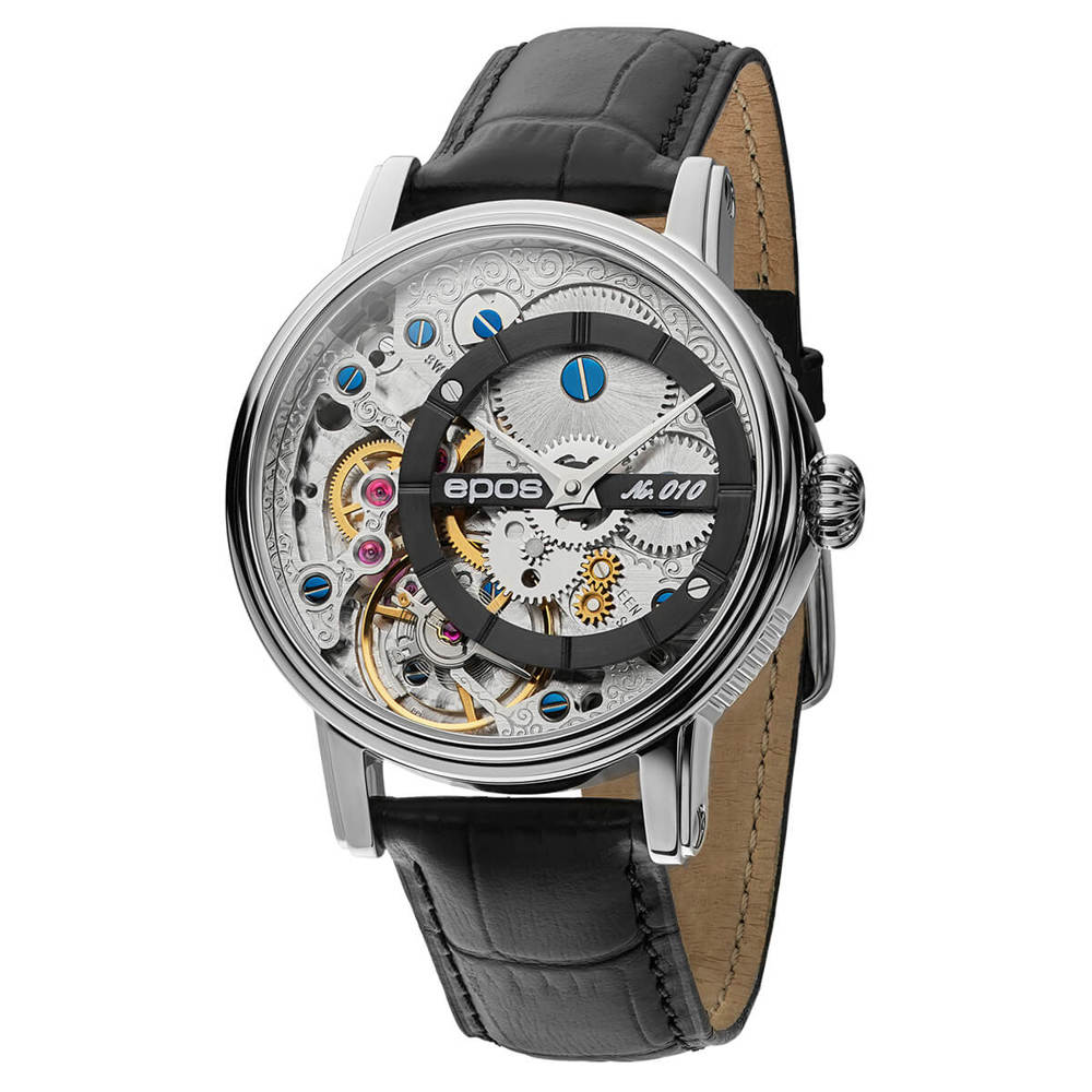 Epos Artistry 3435 Verso 1 Limited Edition Skelettiert Handaufzug Schwarz mit Lederband