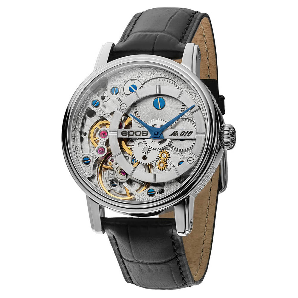 Epos Artistry 3435 Verso 1 Limited Edition Skelettiert Handaufzug Silber mit Lederband