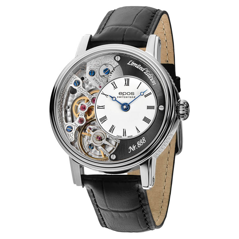 Epos Artistry 3435 Verso 2 Limited Edition Skelettiert Handaufzug Schwarz mit Lederband