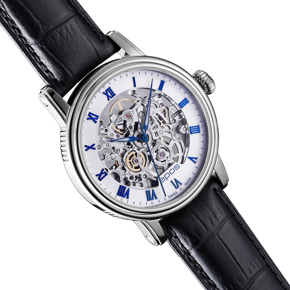 Epos Timeless 3390 Skeleton White with leather strap