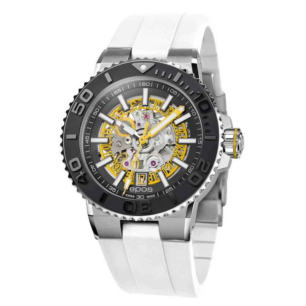 Epos Sport 3441 Diver Skeletonized Black with rubber band