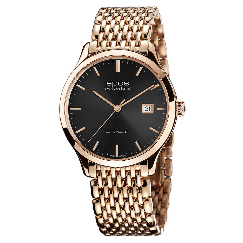 Epos Timeless 3420 rose gold plated black with stainless steel band