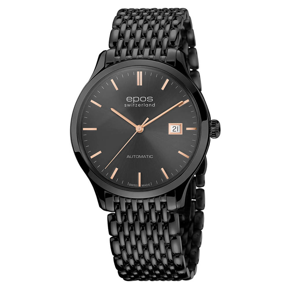 Epos Timeless 3420 noir avec bracelet en acier inoxydable noir