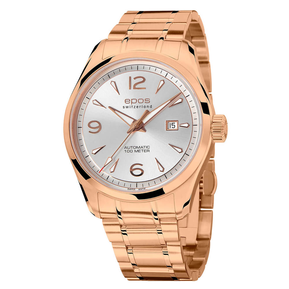 Epos Timeless 3401 Date Rosévergoldet Silber mit Edelstahlband