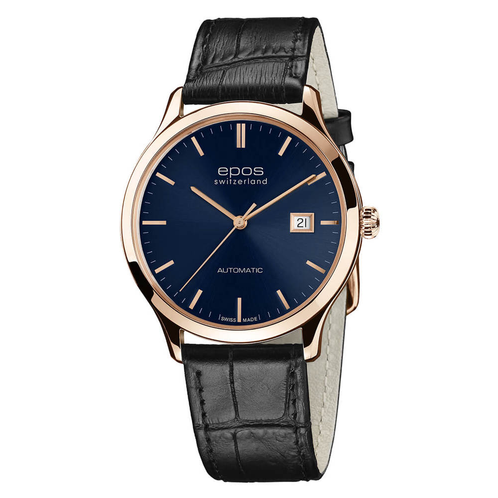 Epos Timeless 3420 Date doré rose bleu avec bracelet en cuir