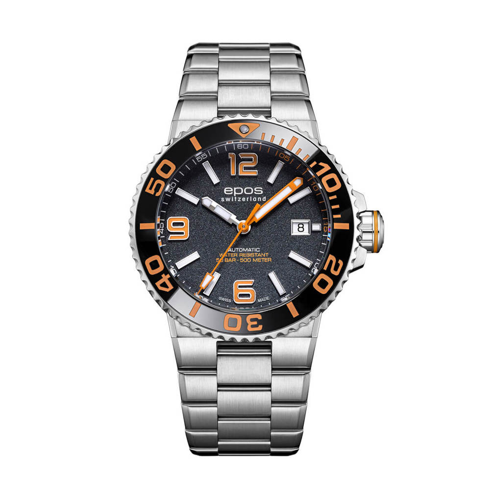 Epos Sport 3441 Diver Date Orange / Schwarz mit Edelstahlband