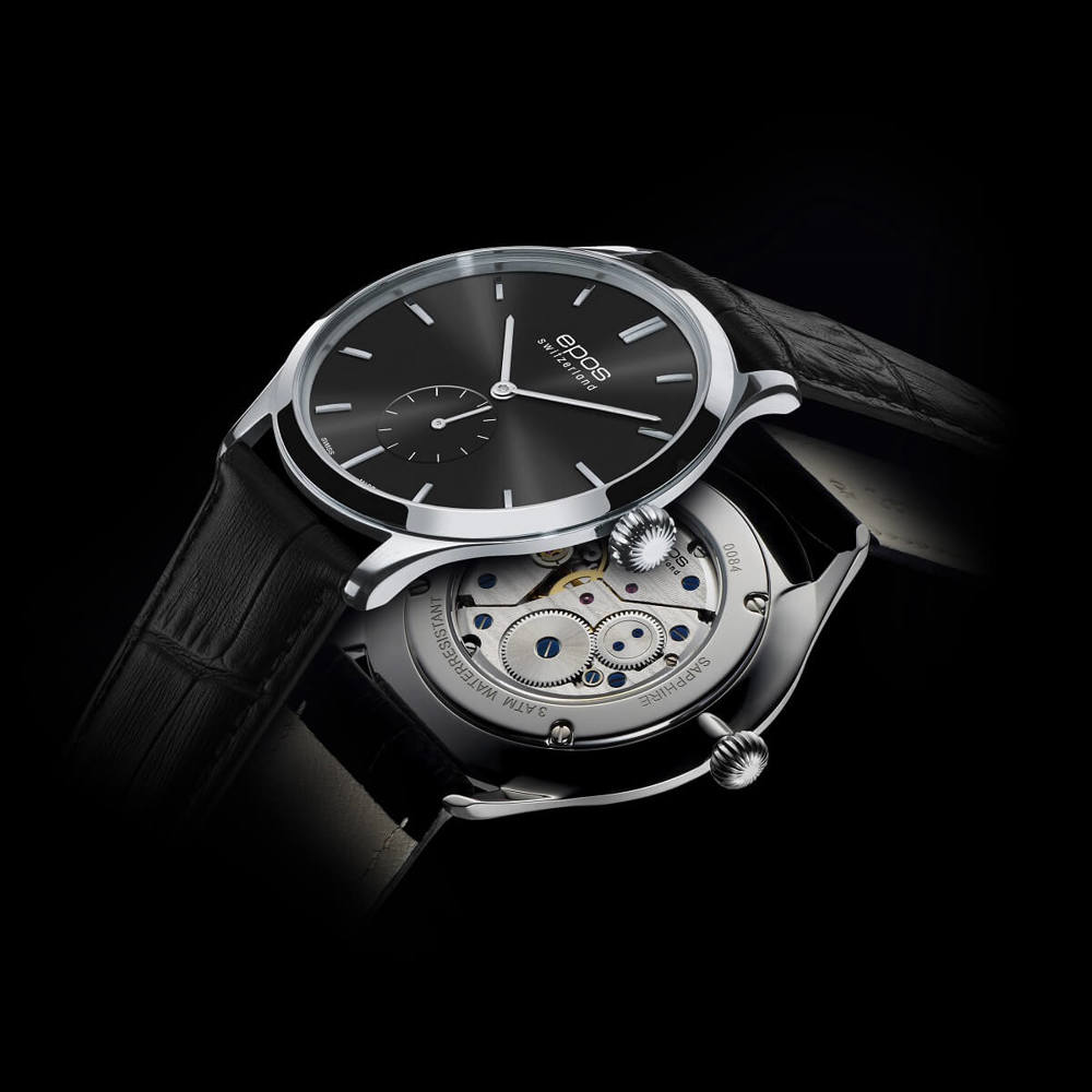 Epos Timeless 3408 Small Second Hand Winding Dark Grey with Leather Strap