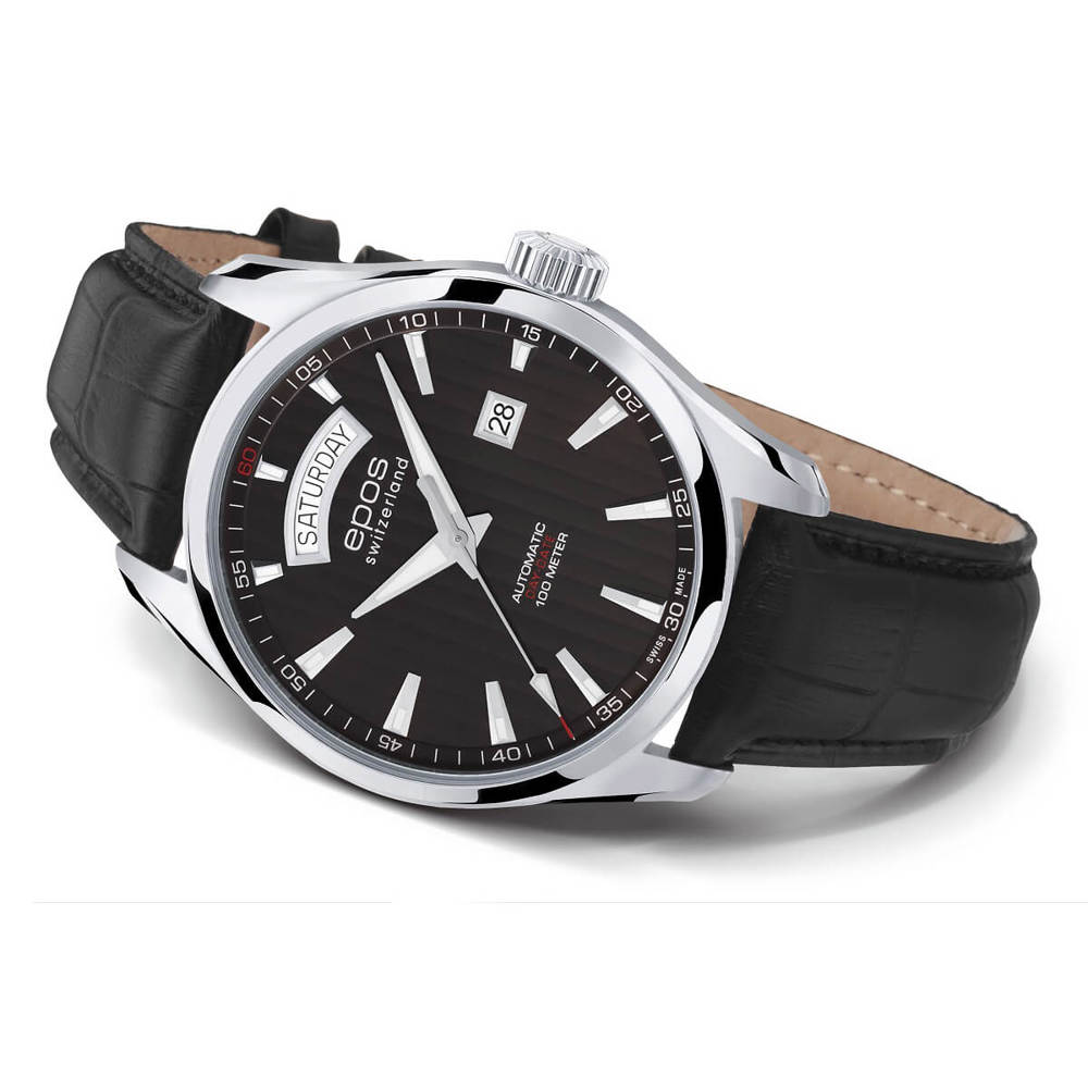 Epos Timeless 3402 Day Date Schwarz mit Lederband