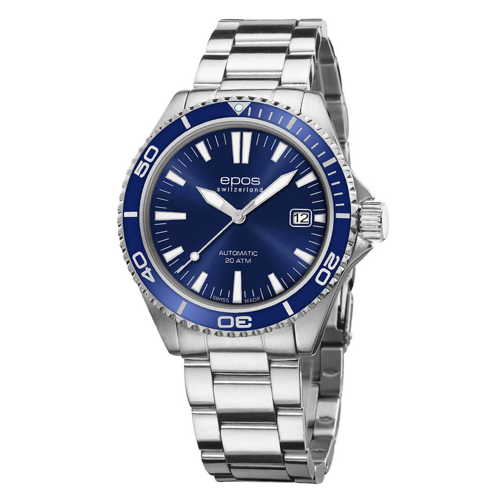 Epos Sport 3438 Date Blau mit Edelstahlband