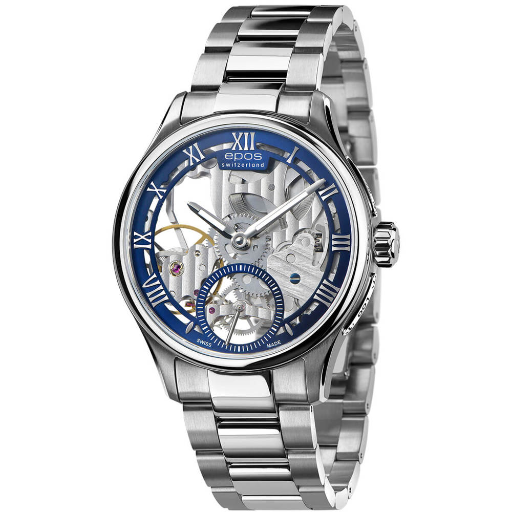 Epos Timeless 3500 Skelettiert limited Edition Blau mit Edelstahlband