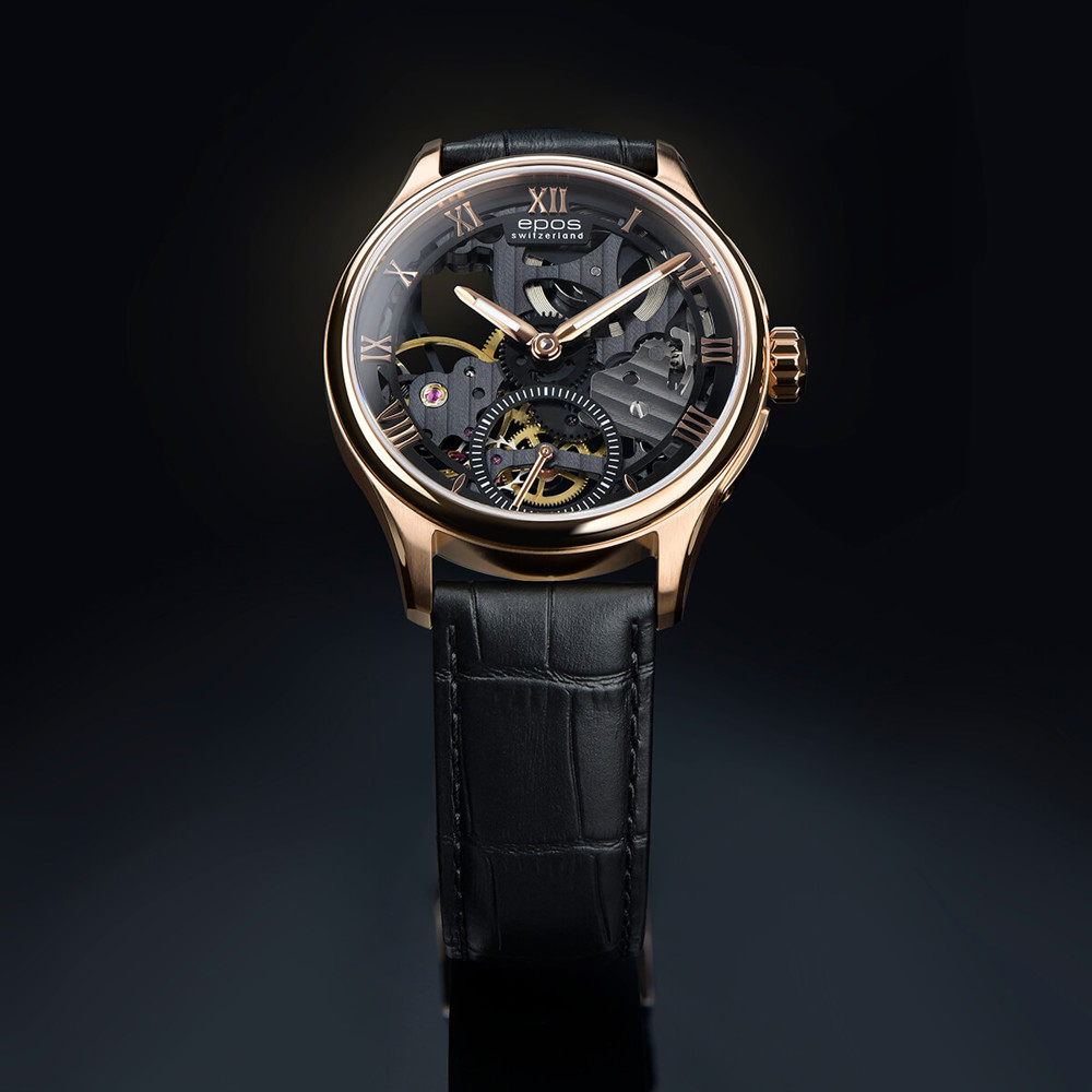 Epos Timeless 3500 Skelettiert Limited Edition Schwarz und Rosévergoldet mit Lederband