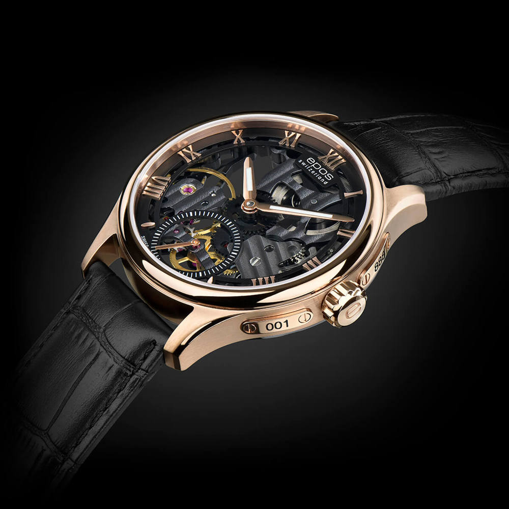 Epos Timeless 3500 Skelettiert Limited Edition Schwarz und Rosévergoldet mit Lederband