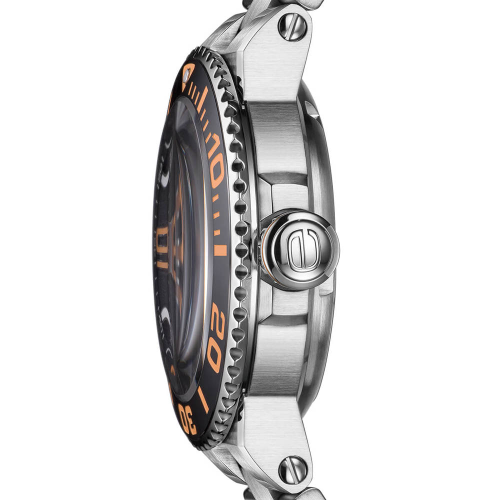 Epos Sport 3441 Diver Day Date Schwarz / Orange mit Edelstahlband