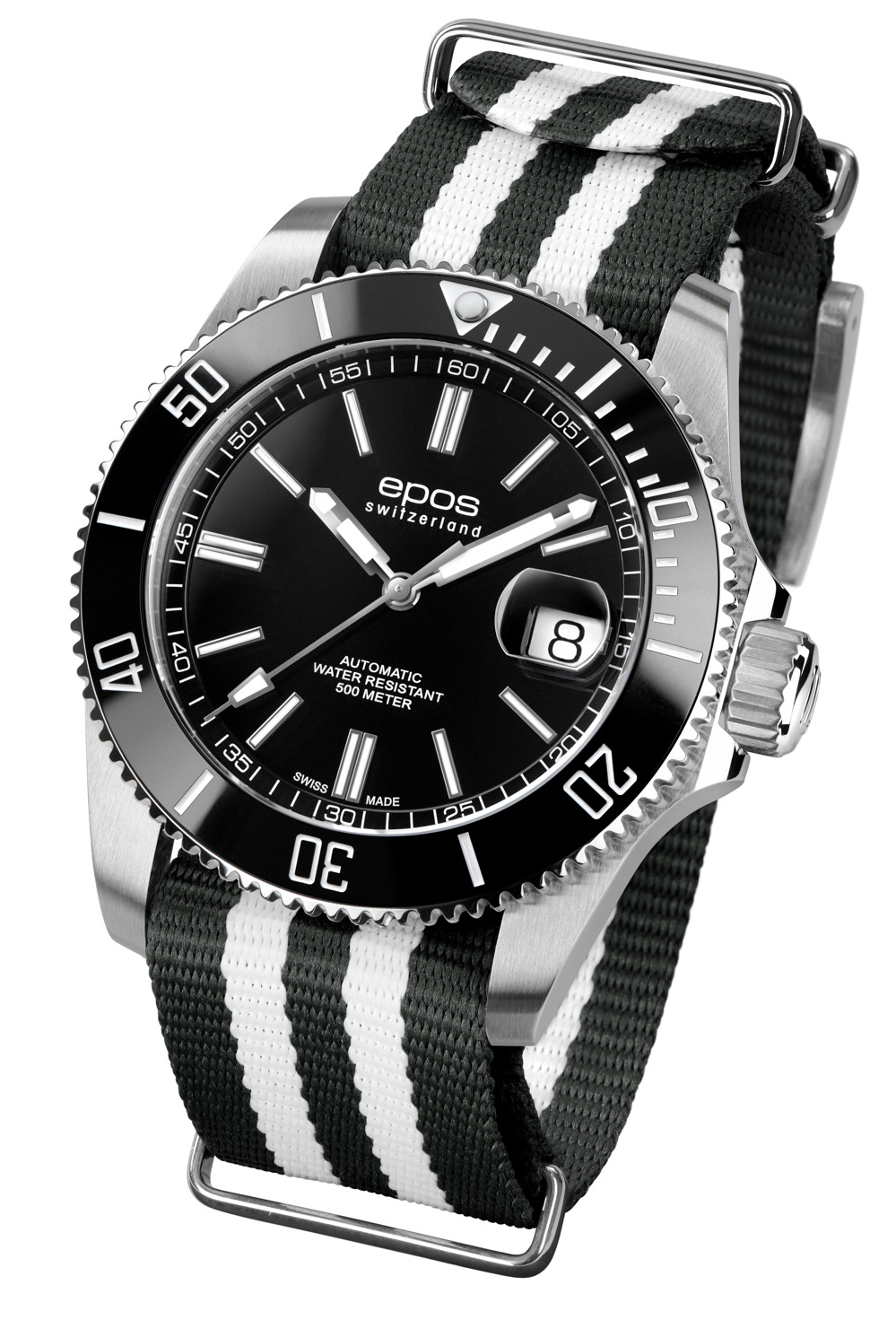 Epos Sport 3504 Diver Schwarz mit Bicolor Natoband