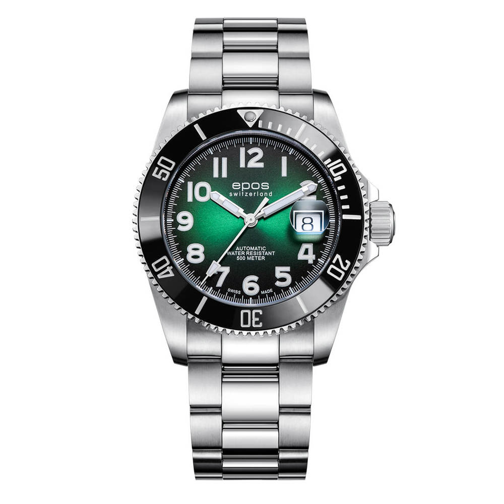 Epos Sport 3504 Diver Titanium Grün mit Edelstahlband